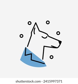 Avatar of dog in the outline style. An artful illustration of a dog's avatar with a refined cartoon outline design create a visually appealing and adaptable image. Vector illustration.