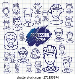 Avatar doodle design icons. People icons.