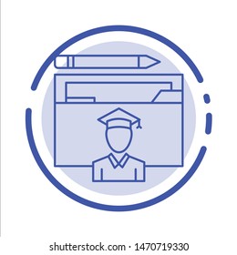 Avatar, Education, Graduate, Graduation, Scholar Blue Dotted Line Line Icon. Vector Icon Template background