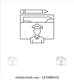 Avatar, Education, Graduate, Graduation, Scholar Bold and thin black line icon set