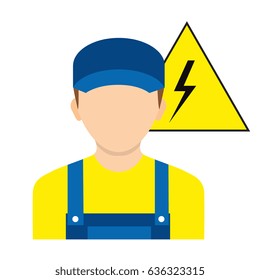 Avatar electrician. Vector illustration. Electrician worker. Icon electric signs of work safety isolated on background.
