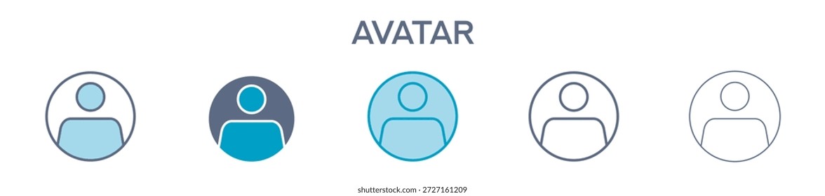 Elemento De Avatar Para Diseño Gráfico - Estilos Múltiples. Ilustración vectorial De Dos Colores Y Negro. Los Diseños Múltiples De Los Iconos Se Pueden Utilizar Para El Móvil, Ui, Web