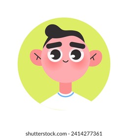 Avatar of emotional person in the colorful style. This artwork showcases a creative design of avatar boys expressing a range of emotions through a charming cartoon style. Vector illustration.