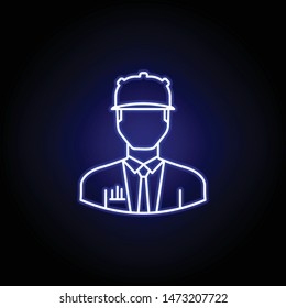 avatar engineer outline icon in blue neon style. Signs and symbols can be used for web logo mobile app UI UX