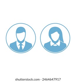 Avatar example. Man and woman empty avatars template. Social networks, resumes or forums photo placeholder concept. 