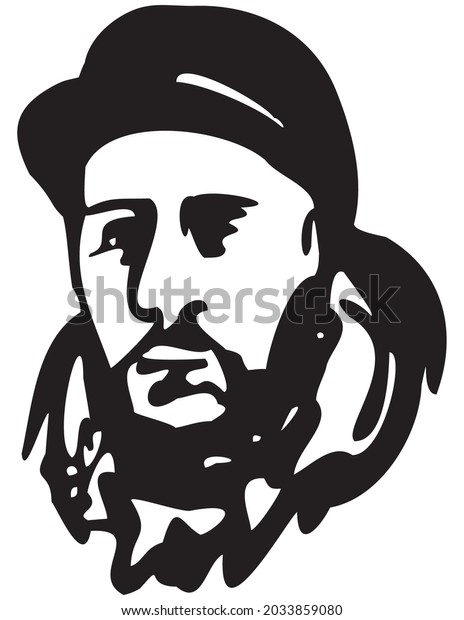 Аватар для бородатого фаната рэпа и хип-хопа. Векторный рисунок сделал художник Андрей Бондаренко @iThyx_AK в портфолио на shutterstock.com