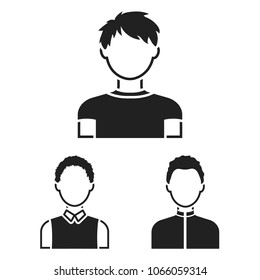 Avatar and face black icons in set collection for design. A person appearance vector symbol stock web illustration.