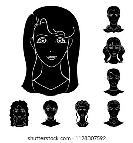Avatar and face black icons in set collection for design. A person appearance vector symbol stock web illustration.