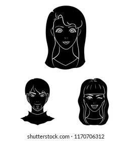 Avatar and face black icons in set collection for design. A person's appearance vector symbol stock web illustration.