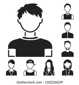 Avatar and face black icons in set collection for design. A person s appearance vector symbol stock web illustration.