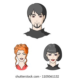 Avatar and face cartoon icons in set collection for design. A person appearance vector symbol stock web illustration.