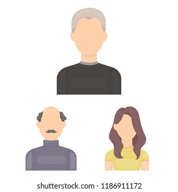 Avatar and face cartoon icons in set collection for design. A person s appearance vector symbol stock web illustration.