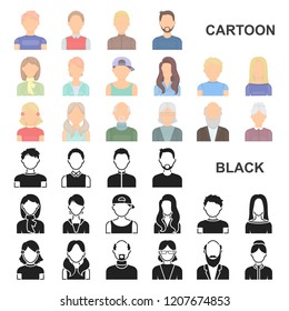 Avatar and face cartoon icons in set collection for design. A person appearance vector symbol stock web illustration.