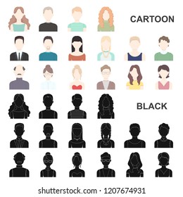 Avatar and face cartoon icons in set collection for design. A person appearance vector symbol stock web illustration.