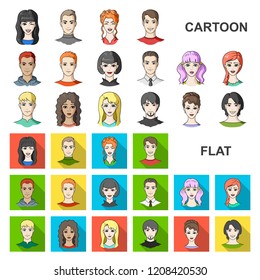 Avatar and face cartoon icons in set collection for design. A person appearance vector symbol stock web illustration.