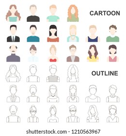 Avatar and face cartoon icons in set collection for design. A person appearance vector symbol stock web illustration.