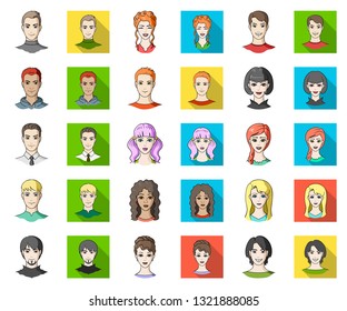 Avatar and face cartoon,flat icons in set collection for design. A person's appearance vector symbol stock web illustration.