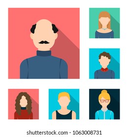 Avatar and face flat icons in set collection for design. A person appearance vector symbol stock web illustration.