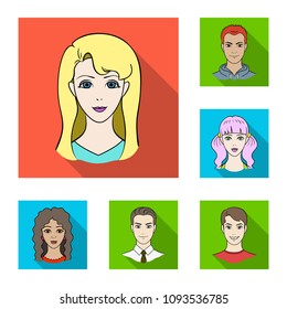 Avatar and face flat icons in set collection for design. A person appearance vector symbol stock web illustration.