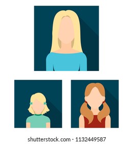 Avatar and face flat icons in set collection for design. A person appearance vector symbol stock web illustration.