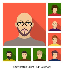 Avatar and face flat icons in set collection for design. A person appearance vector symbol stock web illustration.