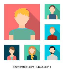 Avatar and face flat icons in set collection for design. A person appearance vector symbol stock web illustration.