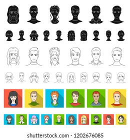 Avatar and face flat icons in set collection for design. A person appearance vector symbol stock web illustration.