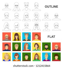 Avatar and face flat icons in set collection for design. A person appearance vector symbol stock web illustration.