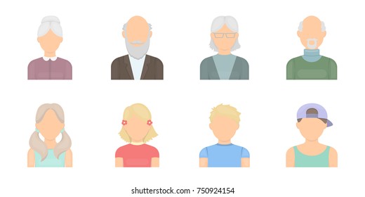 Avatar and face icons in set collection for design. A person's appearance vector symbol stock  illustration.