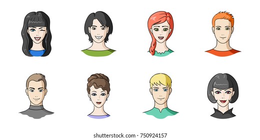 Avatar and face icons in set collection for design. A person's appearance vector symbol stock  illustration.
