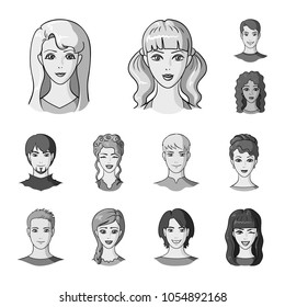 Avatar and face monochrome icons in set collection for design. A person appearance vector symbol stock web illustration.