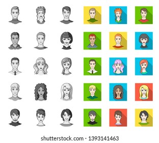 Avatar and face mono,flat icons in set collection for design. A person's appearance vector symbol stock web illustration.