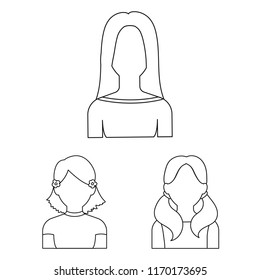 Avatar and face outline icons in set collection for design. A person appearance vector symbol stock web illustration.