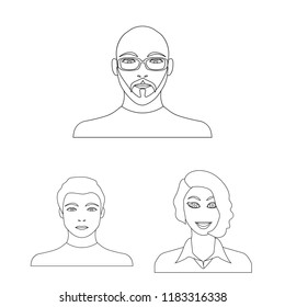 Avatar and face outline icons in set collection for design. A person s appearance vector symbol stock web illustration.