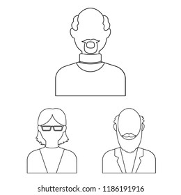Avatar and face outline icons in set collection for design. A person s appearance vector symbol stock web illustration.