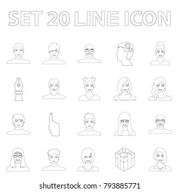 Avatar and face outline icons in set collection for design. A person's appearance vector symbol stock web illustration.