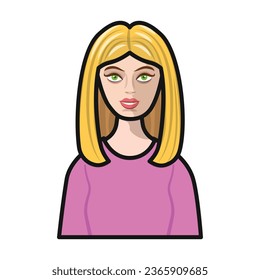 Avatar and face vector color icon. Vector illustration profile and portrait on white background. Isolated color illustration icon of avatar and face .