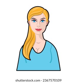 Avatar and face vector color icon. Vector illustration profile and portrait on white background. Isolated color illustration icon of avatar and face .