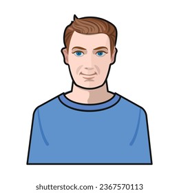 Avatar and face vector color icon. Vector illustration profile and portrait on white background. Isolated color illustration icon of avatar and face .