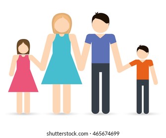 Avatar Family design represented by parents and kids icon. Colorfull and Isolated illustration. 