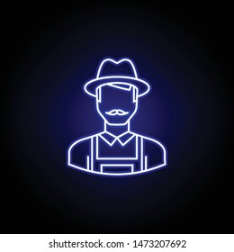 avatar farmer outline icon in blue neon style. Signs and symbols can be used for web logo mobile app UI UX