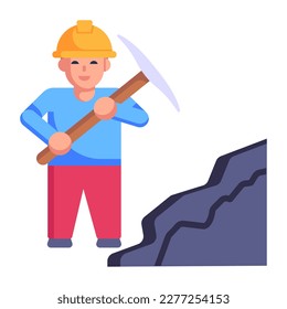Avatar de un granjero con rastrillo en icono plano