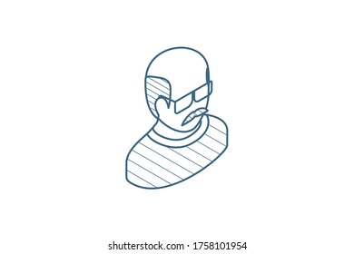 Avatar, father, adult man isometric icon. 3d vector illustration. Isolated line art technical drawing. Editable stroke