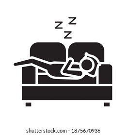 avatar figure sleeping in sofa with Insomnia z letters silhouette style icon vector illustration design