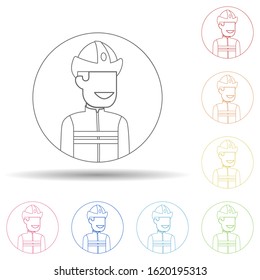 Avatar of firefighter in multi color style icon. Simple thin line, outline vector of avatar icons for ui and ux, website or mobile application