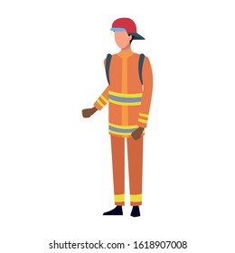 avatar fireman standing icon over white background, colorful design, vector illustration