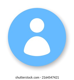 Avatar flat icon. Human white glyph on blue background. Best for print, business cards, mobile apps, social media and web design.