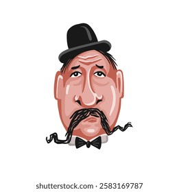 avatar in flat style, gentleman in hat with mustache vector