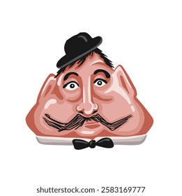 avatar in flat style, old-fashioned stylish man in hat with mustache vector