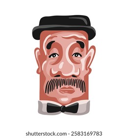 avatar in flat style, old-fashioned stylish man in hat retro vector